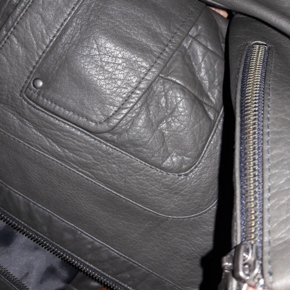 Boston Proper, Gray Leather Jacket, 6 - Picture 4 of 7